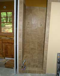 Tile shower in the master bath